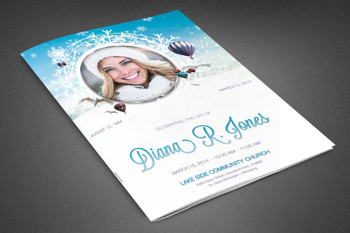 Winter Goodbye Funeral Program in Brochure Templates - product preview 8