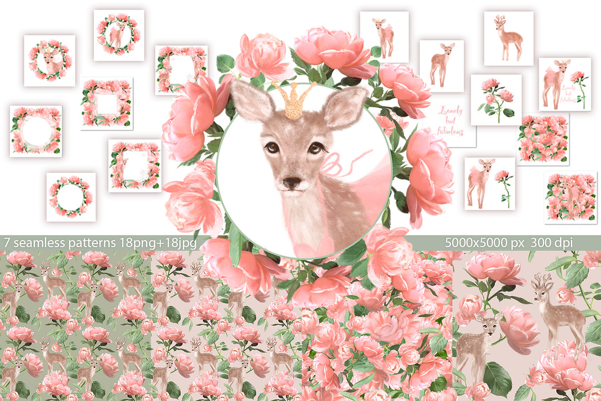 Deer Love Roses in Stationery Templates - product preview 8