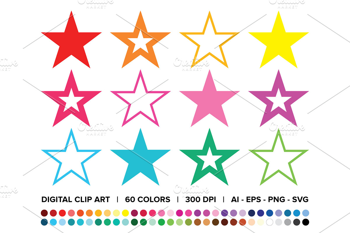 Star Trio Clip Art Set in Icons - product preview 8