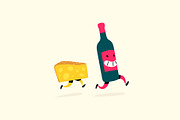 Bottle of wine and cheese)