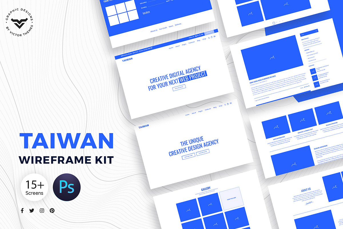 Taiwan Web Wireframe Kit in UI Kits and Libraries - product preview 8