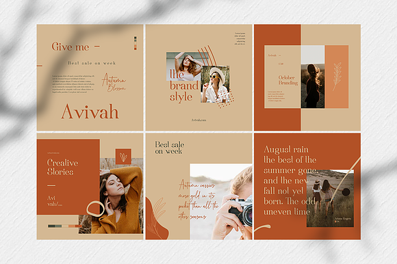 Avivah Autumn Instagram Feed in Instagram Templates - product preview 2