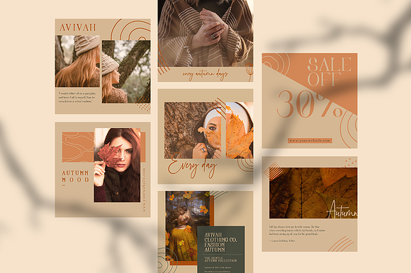 Avivah Autumn Instagram Feed in Instagram Templates - product preview 9