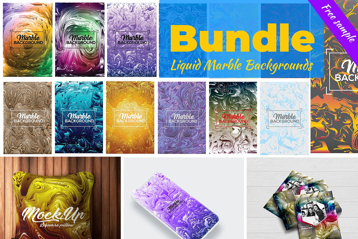 Liquid Marble Backgrounds Bundle in Textures - product preview 8