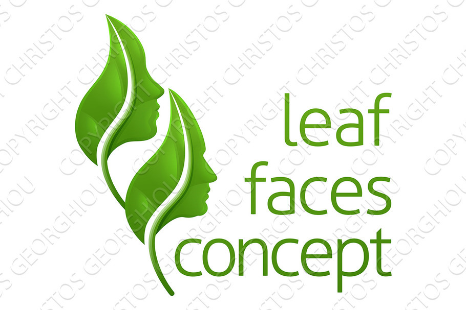 Optical Illusion Leaf Faces Concept
