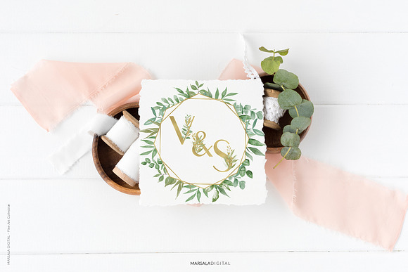 Watercolor Florals Peach & White in Illustrations - product preview 12