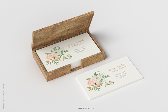 Watercolor Florals Peach & White in Illustrations - product preview 18
