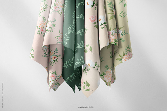 Watercolor Florals Peach & White in Illustrations - product preview 27