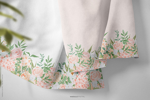 Watercolor Florals Peach & White in Illustrations - product preview 28