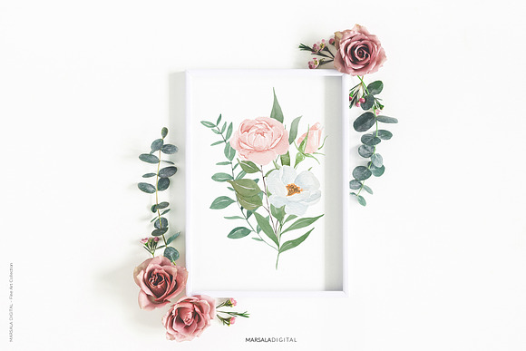 Watercolor Florals Peach & White in Illustrations - product preview 29