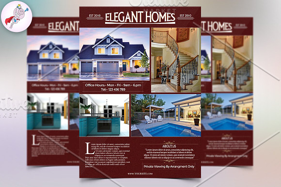Elegant Homes Real Estate Flyer in Flyer Templates - product preview 2