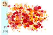 Red, orange, yellow watercolor drops