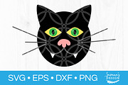 Cat Face SVG Black Cat Halloween SVG