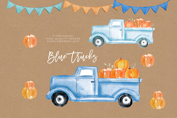 Fall Pumpkin Truck Clipart in Illustrations - product preview 2