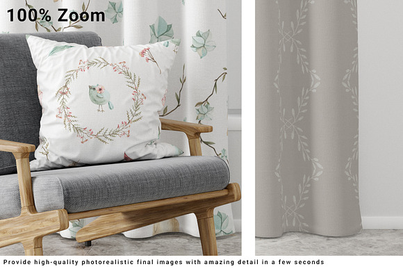 Curtains and Pillow Set in Product Mockups - product preview 2