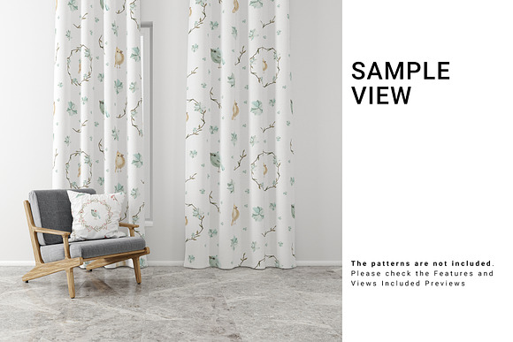 Curtains and Pillow Set in Product Mockups - product preview 4
