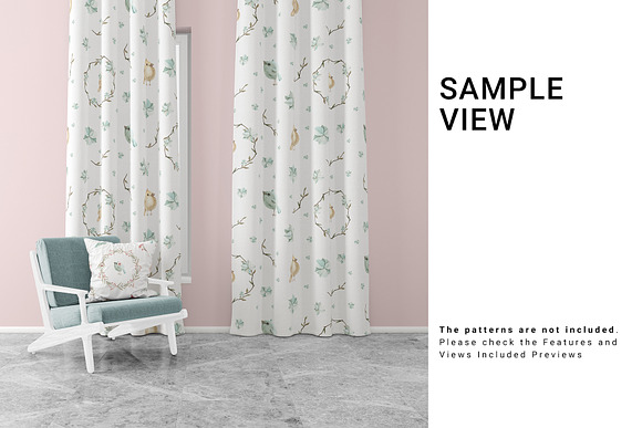 Curtains and Pillow Set in Product Mockups - product preview 8