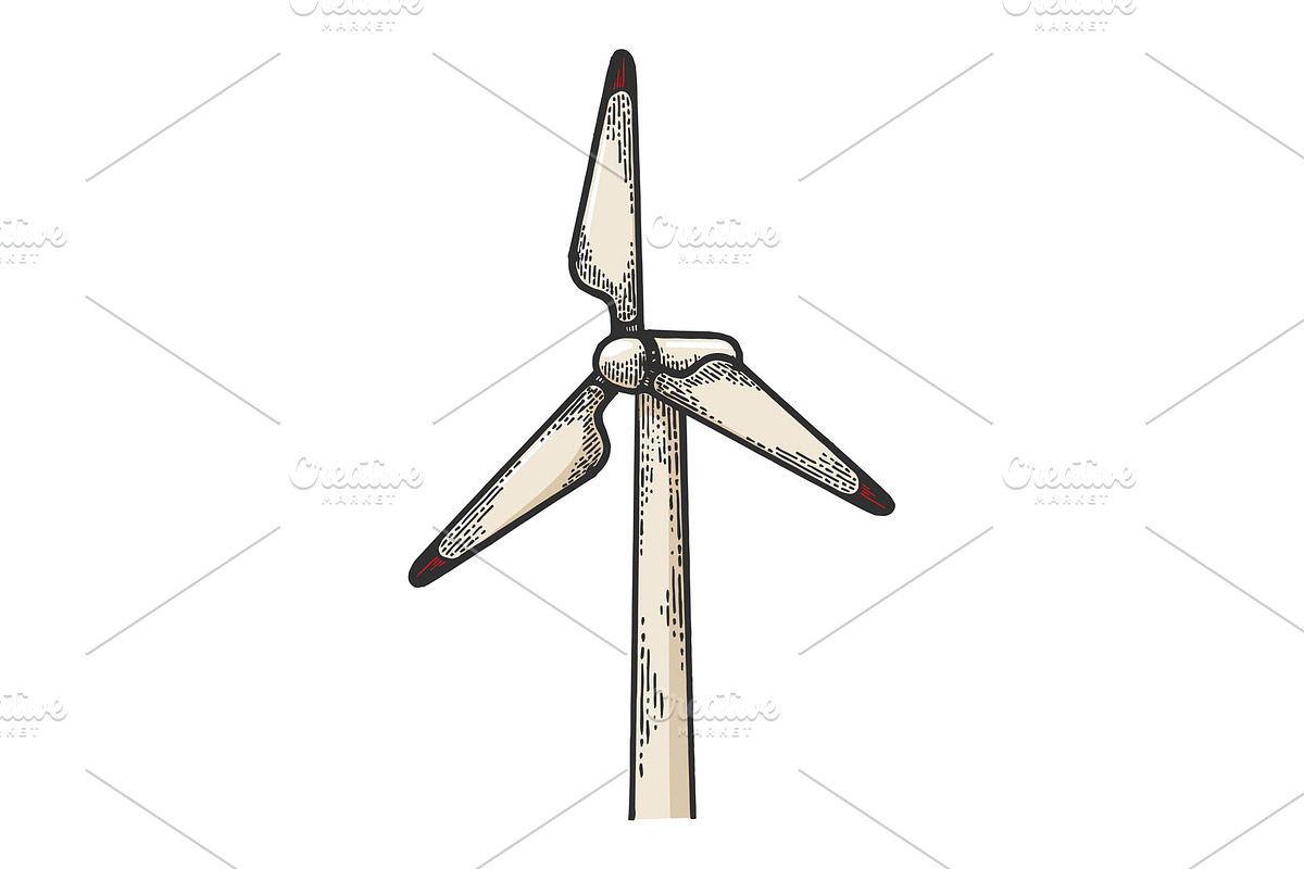 Wind turbine power plant sketch in Illustrations - product preview 8