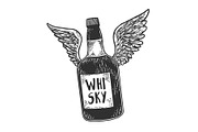 Flying whiskey bottle wings sketch