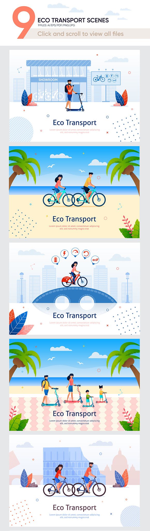 Eco Transport Flat Collection in Website Templates - product preview 1