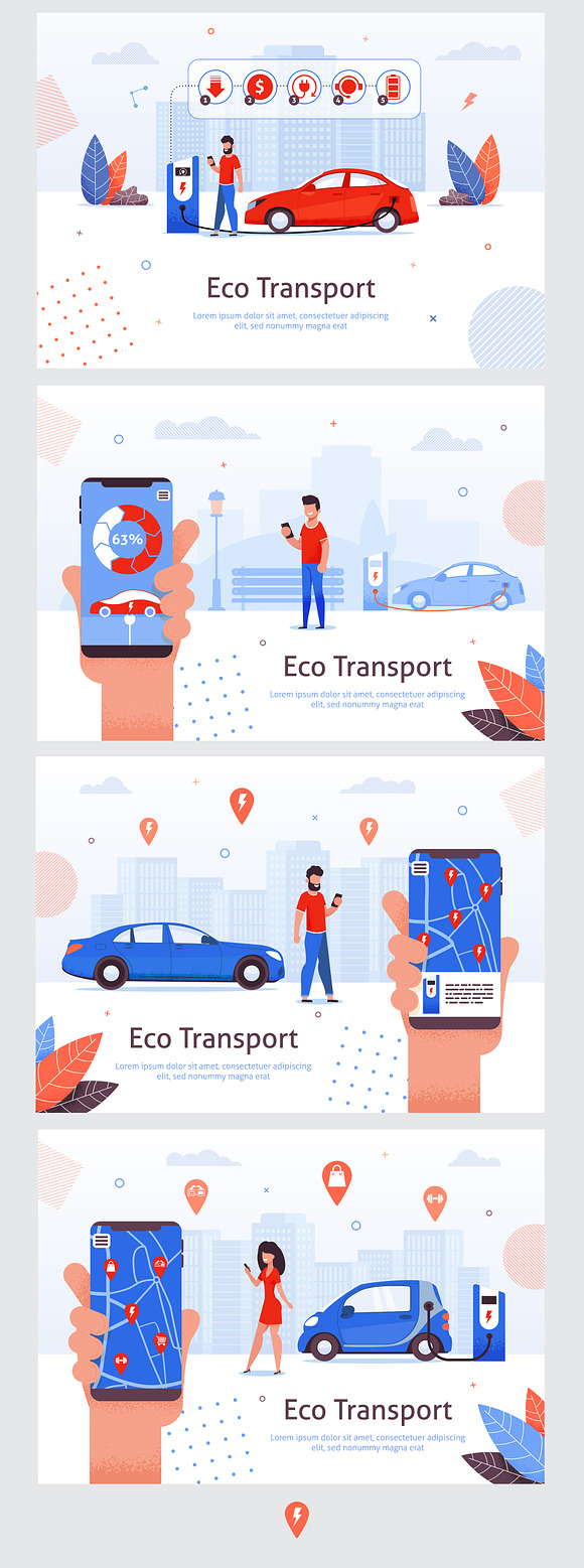 Eco Transport Flat Collection in Website Templates - product preview 2