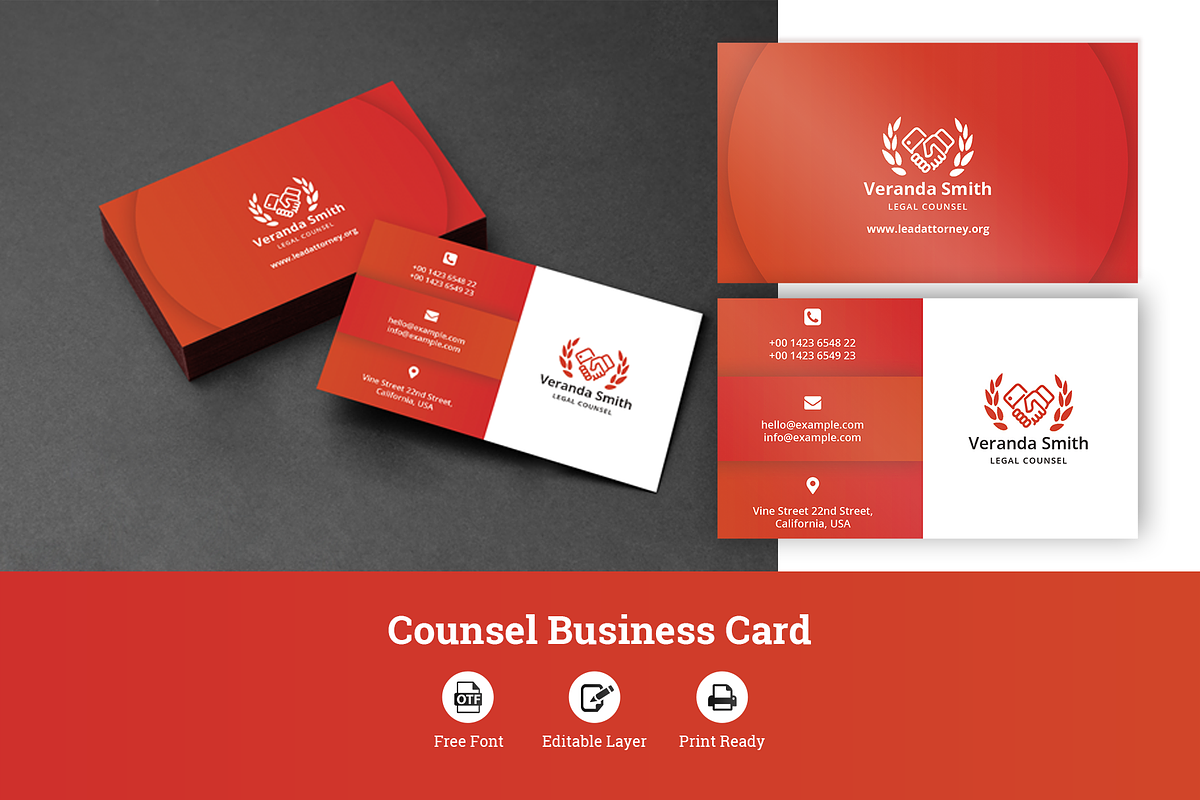 Counsel Business Card in Business Card Templates - product preview 8