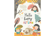 Cute children meeting autumn wearing