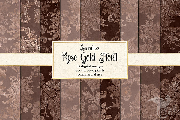 Rose Gold Floral Digital Paper