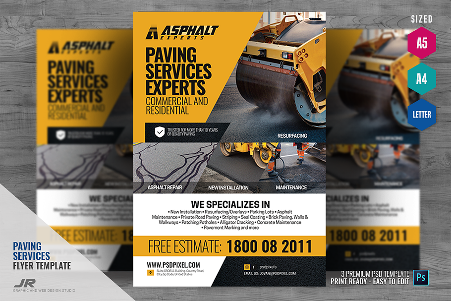 Asphalt Services Flyer in Flyer Templates - product preview 8