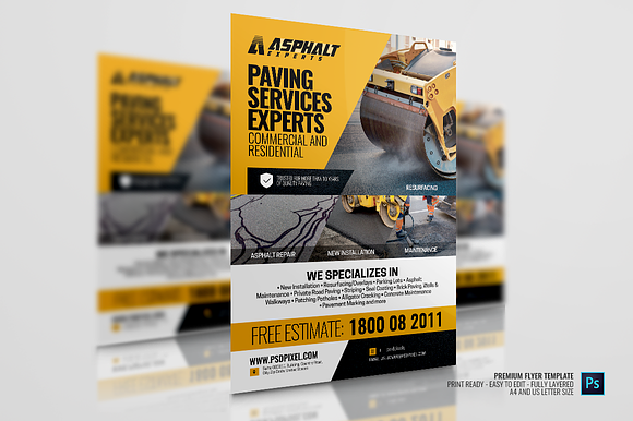 Asphalt Services Flyer in Flyer Templates - product preview 2