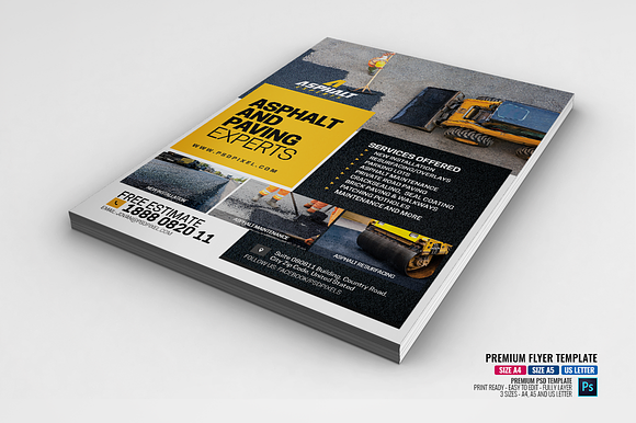 Asphalt Contractor Flyer in Flyer Templates - product preview 1