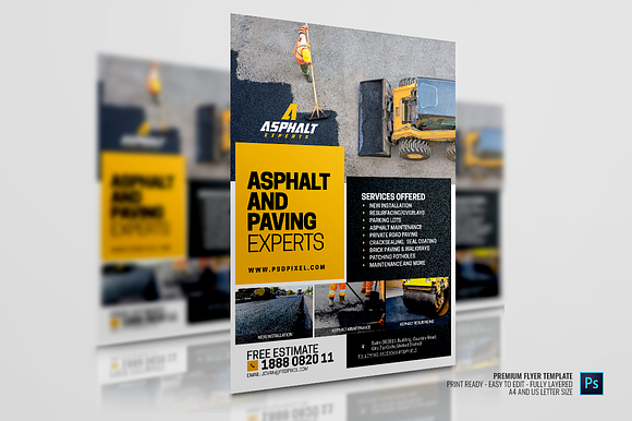 Asphalt Contractor Flyer in Flyer Templates - product preview 2