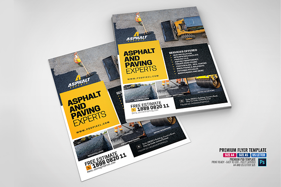 Asphalt Contractor Flyer in Flyer Templates - product preview 3