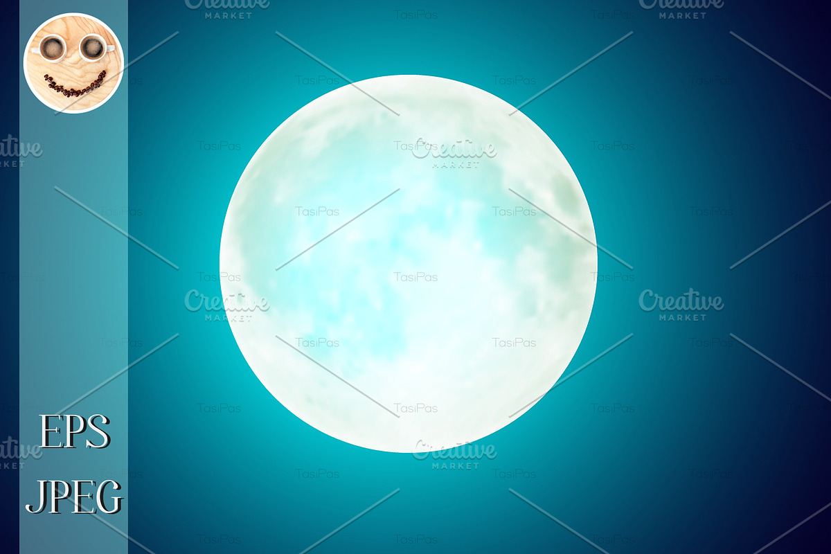 Full moon over blue night sky in Illustrations - product preview 8