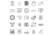 Clerk icons set, outline style