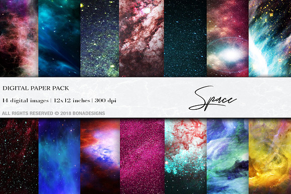 Space Background Digital Paper in Textures - product preview 3