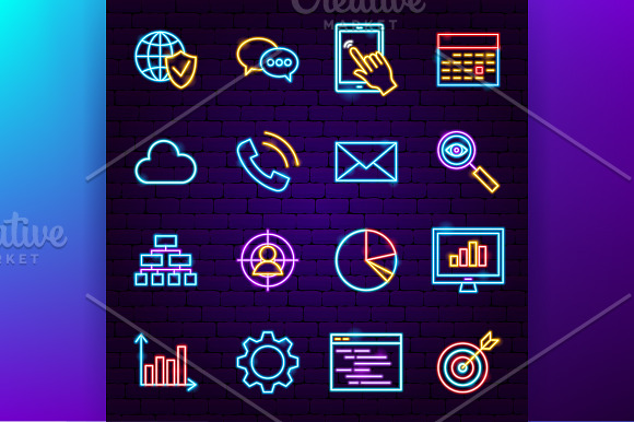 Web Development SEO Neon in Neon Icons - product preview 2
