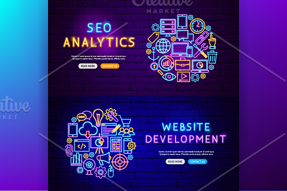 Web Development SEO Neon in Neon Icons - product preview 7