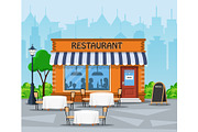 Restaurant building city background