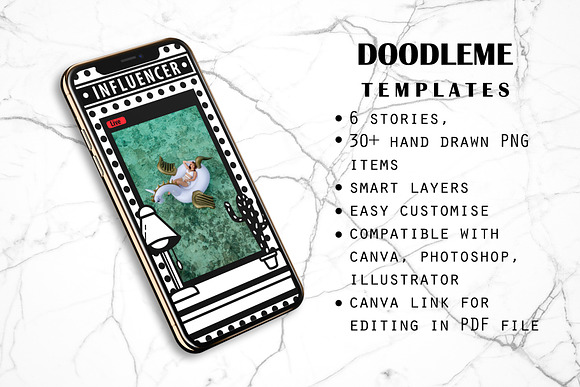 DoodleMe CANVA, PS stories templates in Instagram Templates - product preview 3