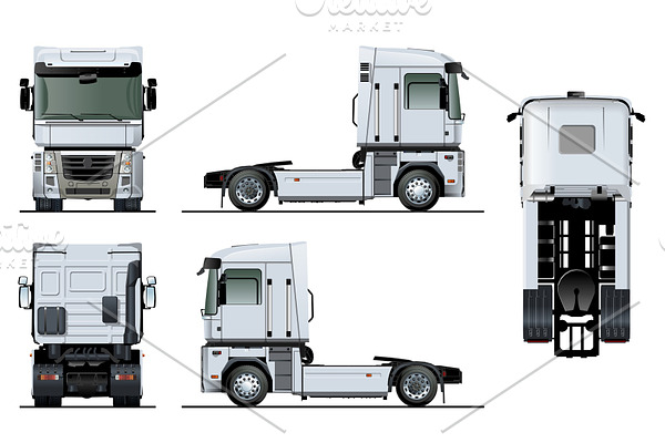 Vector semi-truck template isolated