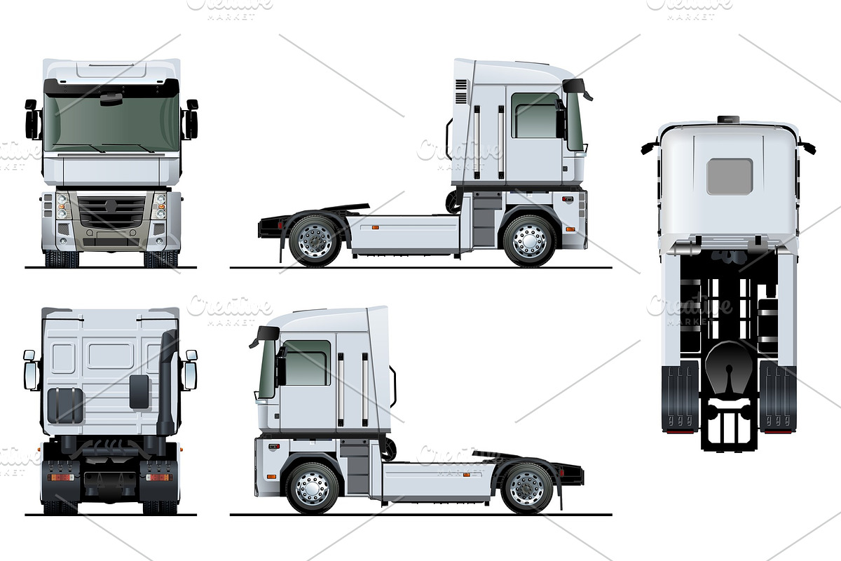 Vector semi-truck template isolated in Branding Mockups - product preview 8