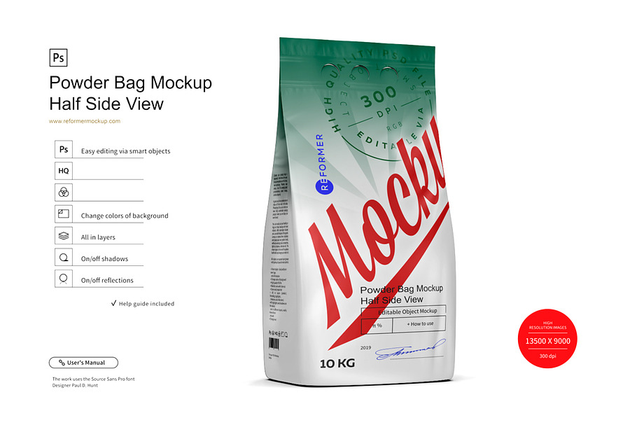 Powder Bag Mockup Half Side View in Product Mockups - product preview 8