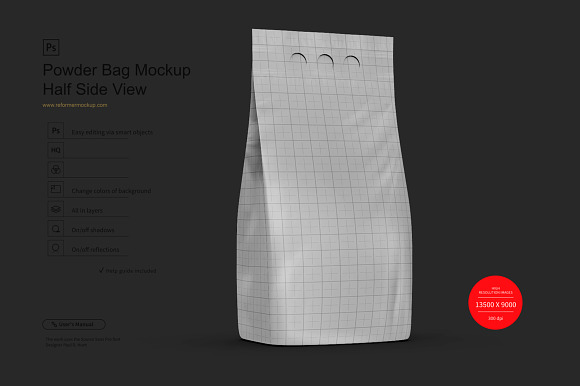 Powder Bag Mockup Half Side View in Product Mockups - product preview 1