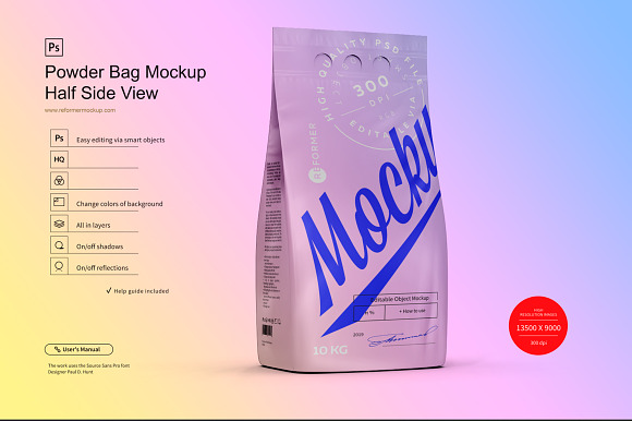 Powder Bag Mockup Half Side View in Product Mockups - product preview 4
