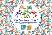Vector doodles hands set