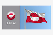 Greenland waving flag vector