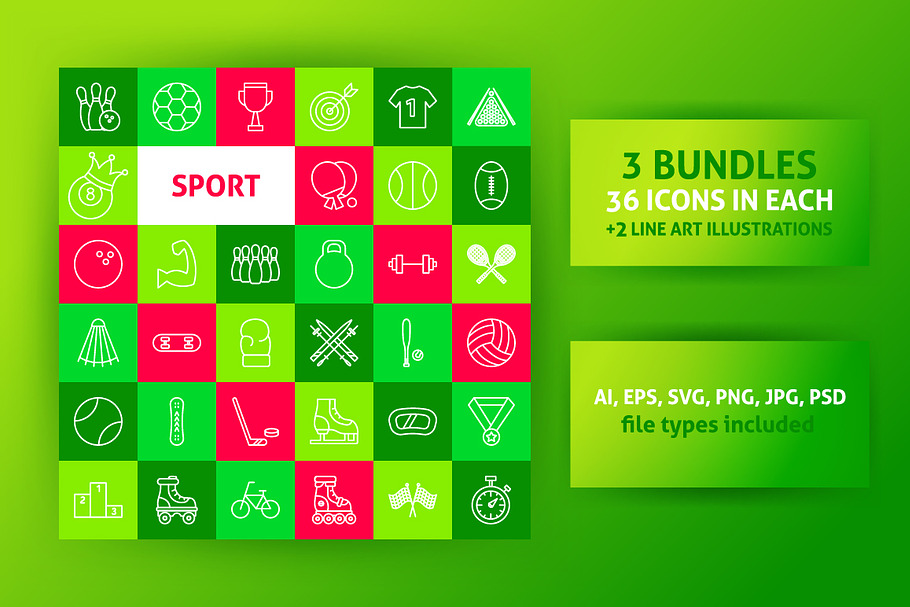 Sport Fitness Line Icons