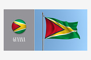 Guyana waving flag vector