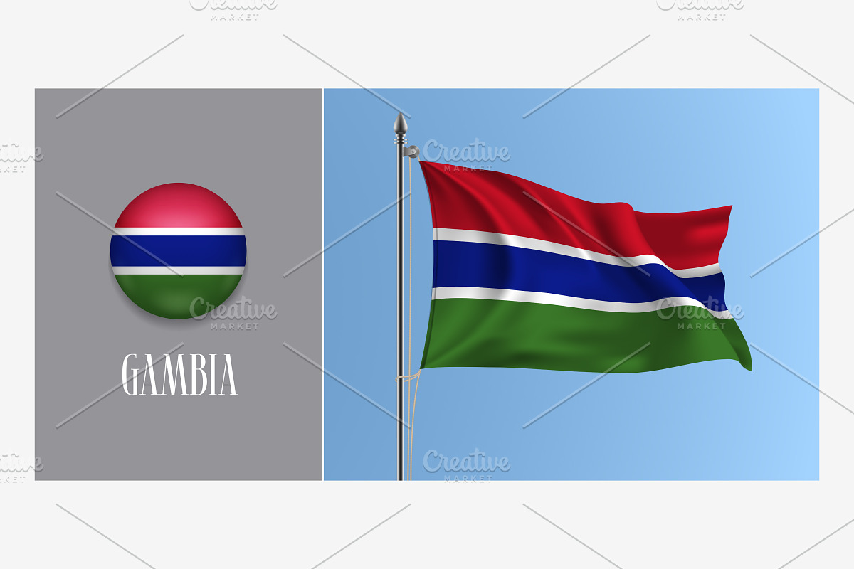 Gambia waving flag vector in Illustrations - product preview 8